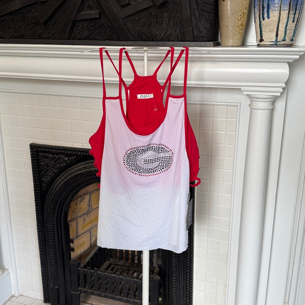 Georgia Bulldogs Mesh Spaghetti Rhinestone‎ tank- NWT. Retail 72